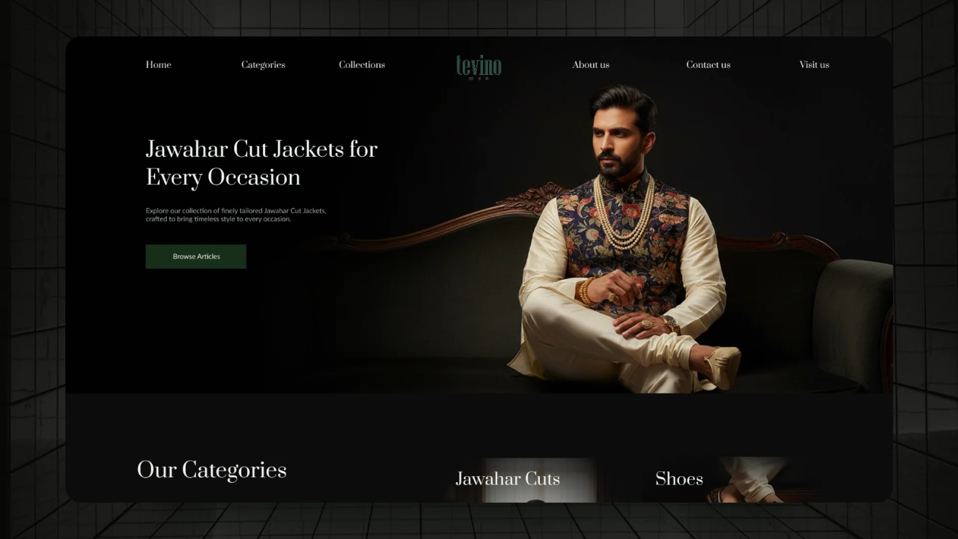 Tevino Men - Luxury Fashion — Interface Screenshot by Jay Singh Chauhan