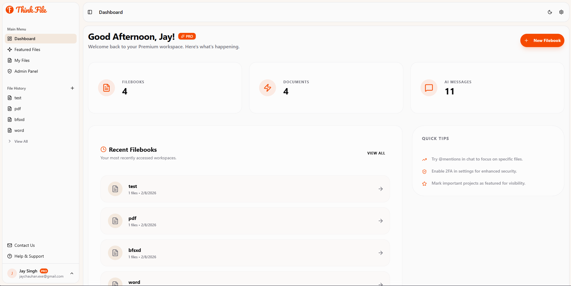 Think File - Custom RAG App screen 2